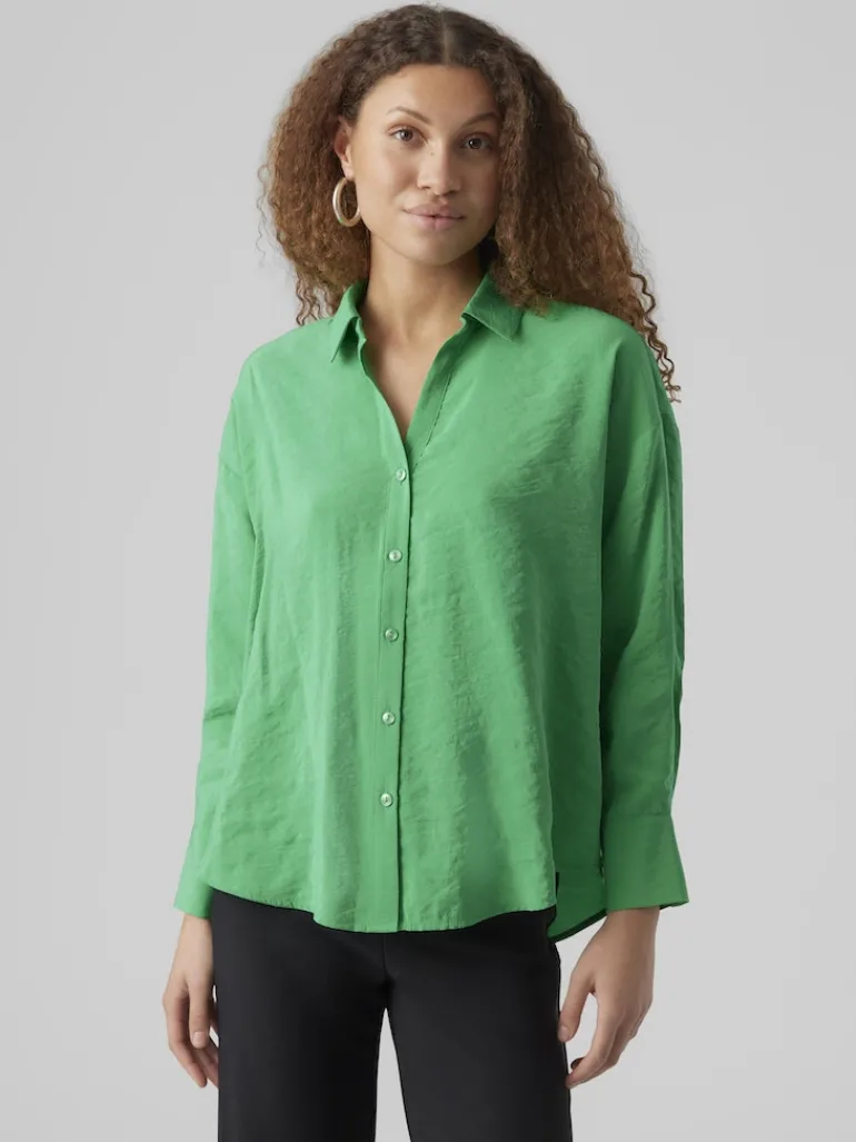 VMQUEENY LS OVERSIZE SHIRT WVN GA NOOS bright green