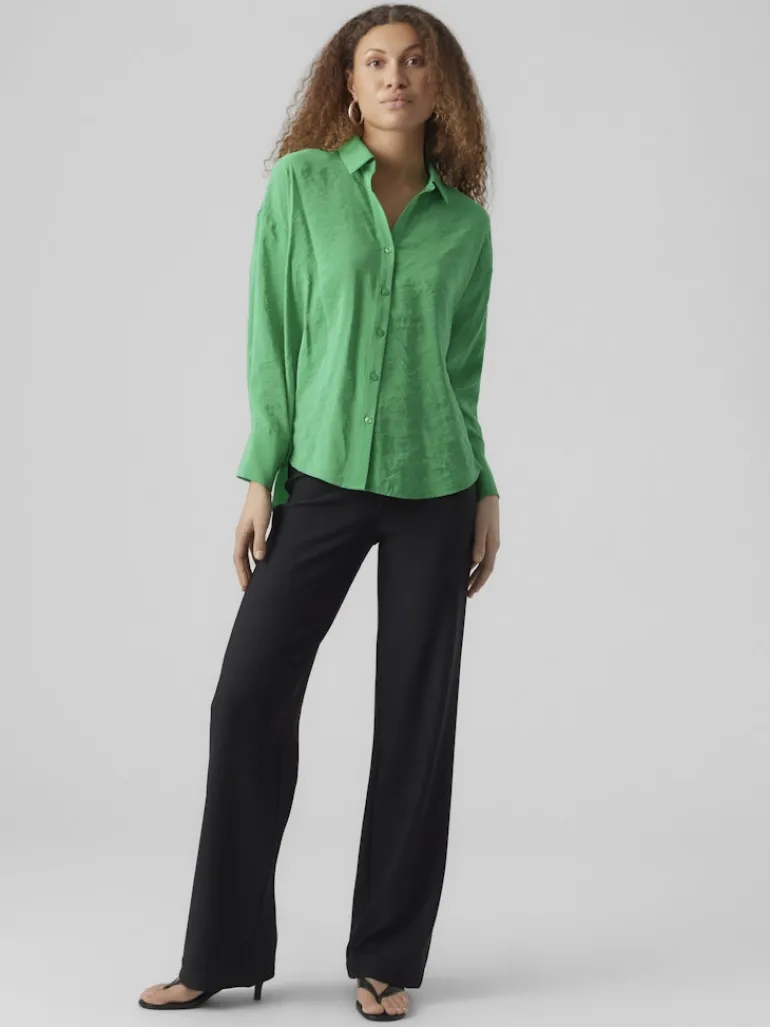 VMQUEENY LS OVERSIZE SHIRT WVN GA NOOS bright green