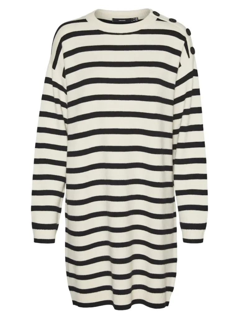 VMSABA LS O-NECK BUTTON DRESS GA birch