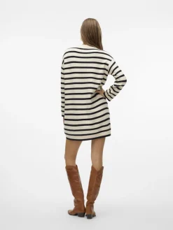 VMSABA LS O-NECK BUTTON DRESS GA birch