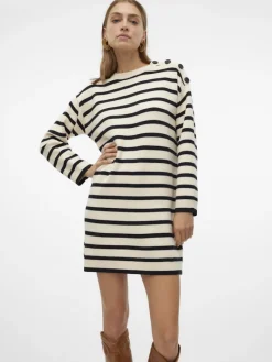 VMSABA LS O-NECK BUTTON DRESS GA birch