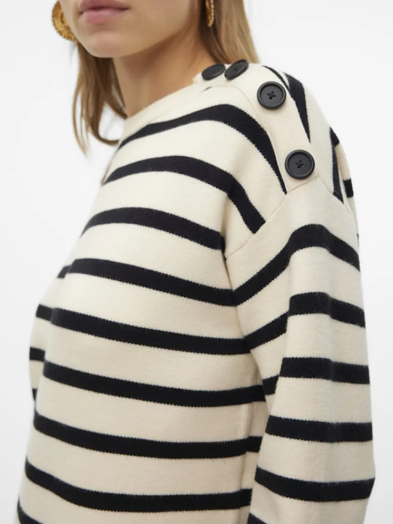 VMSABA LS O-NECK BUTTON DRESS GA birch