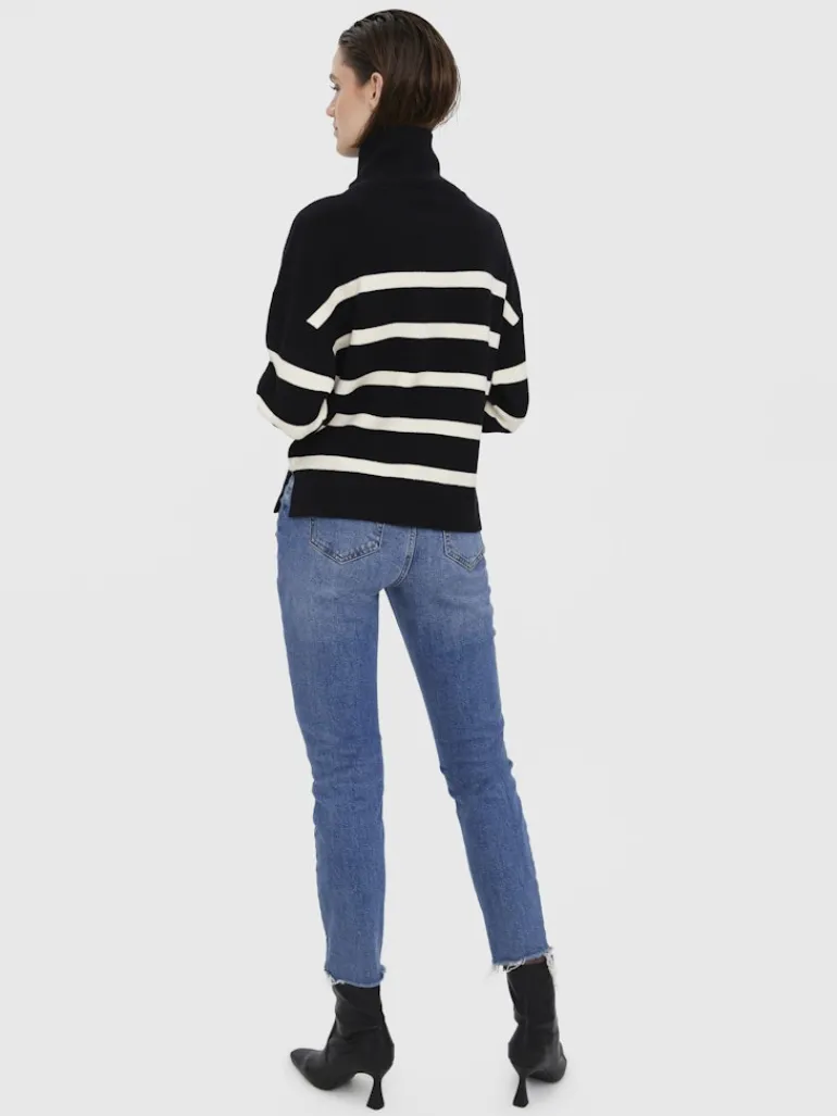 VMSABA STRIPE LS HIGHNECK BLOUSE GA NOOS black2