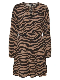 VMSHILAH NAJA LS SHORT DRESS WVN GA brown lentil