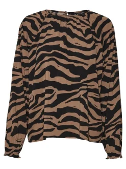VMSHILAH NAJA LS SHORT TOP WVN GA brown lentil