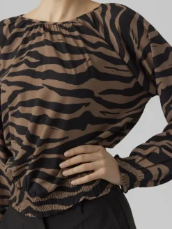 VMSHILAH NAJA LS SHORT TOP WVN GA brown lentil