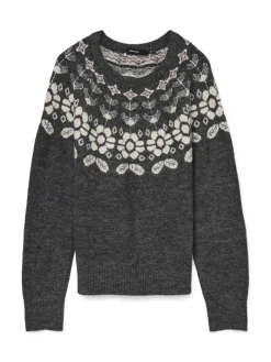 VMSIMONE LS NORDIC PULLOVER GA REP BOO dark grey melange