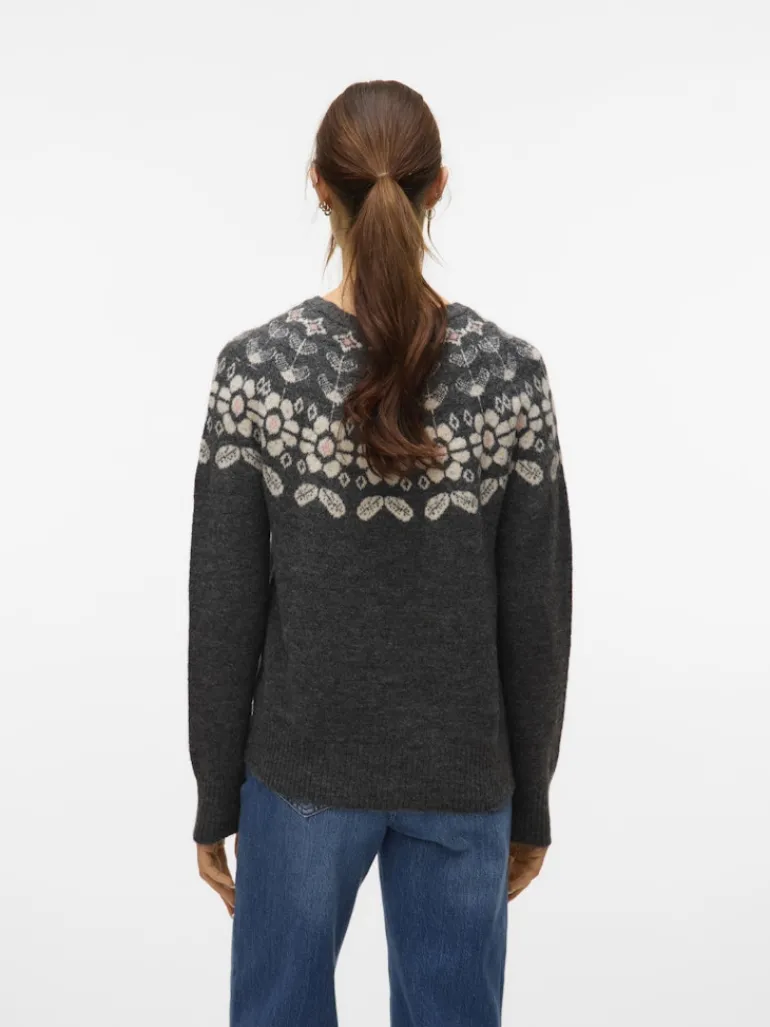 VMSIMONE LS NORDIC PULLOVER GA REP BOO dark grey melange