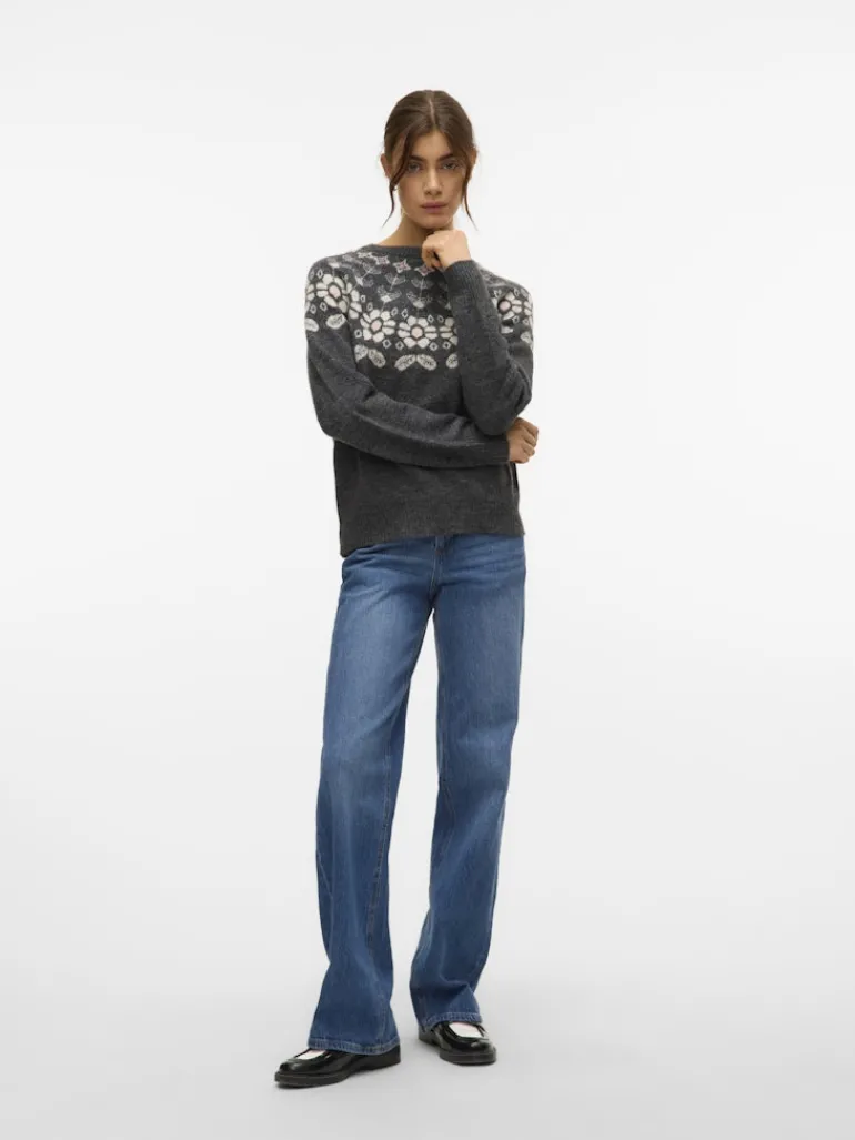 VMSIMONE LS NORDIC PULLOVER GA REP BOO dark grey melange