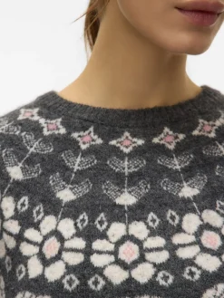 VMSIMONE LS NORDIC PULLOVER GA REP BOO dark grey melange