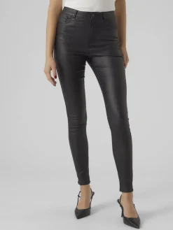 VMSOPHIA HR SKINNY COATED PANTS black-coated
