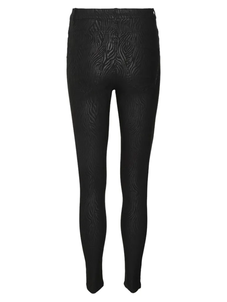 VMSOPHIA HR SKINNY ZEBRA COATED PANT black