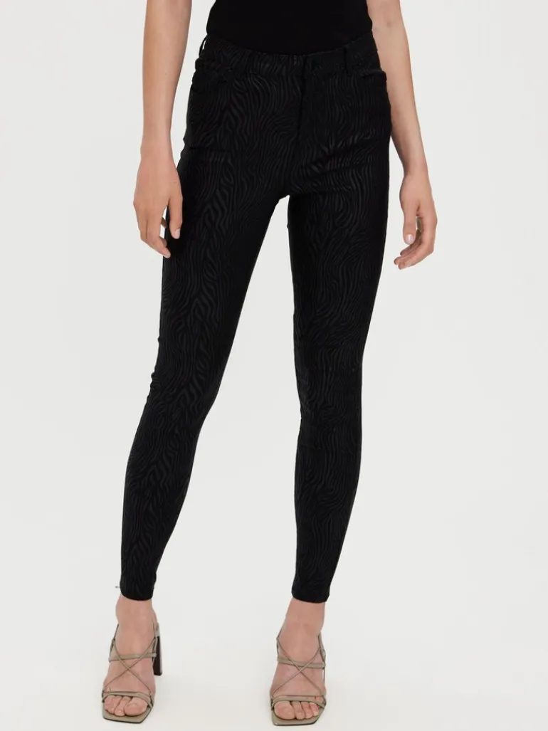 VMSOPHIA HR SKINNY ZEBRA COATED PANT black