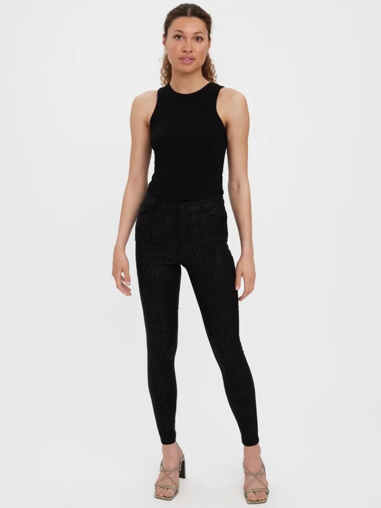 VMSOPHIA HR SKINNY ZEBRA COATED PANT black