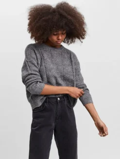 VMSTINNA LS STRUCTURE BLOUSE GA medium grey melange