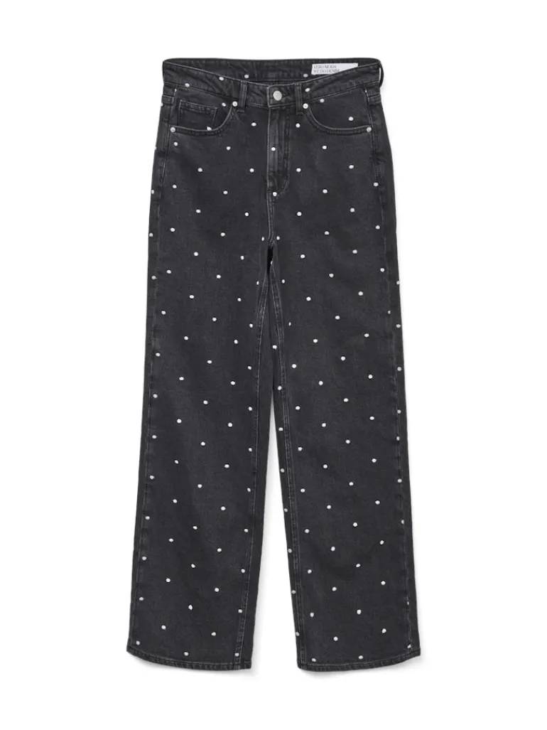 VMTESSA HR WIDE EMB DOT JEANS RA132 black denim