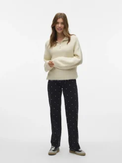 VMTESSA HR WIDE EMB DOT JEANS RA132 black denim