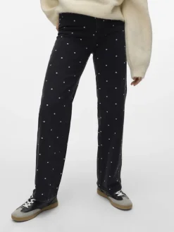 VMTESSA HR WIDE EMB DOT JEANS RA132 black denim