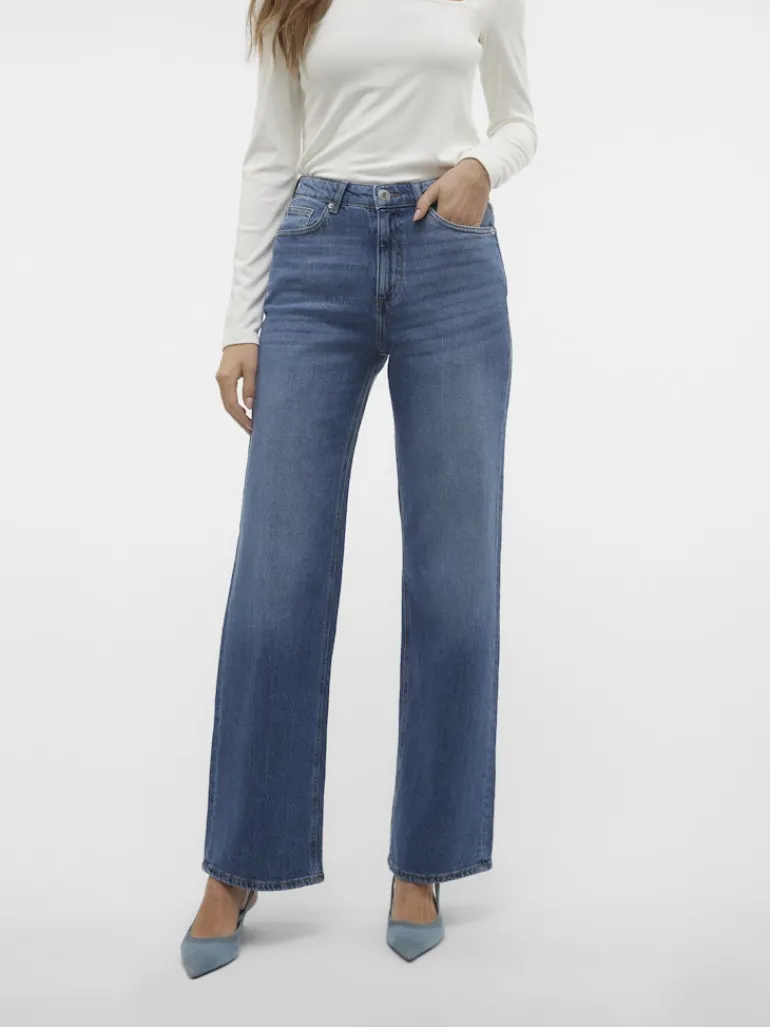 VMTESSA HR WIDE JEANS RA380 GA NOOS medium blue denim
