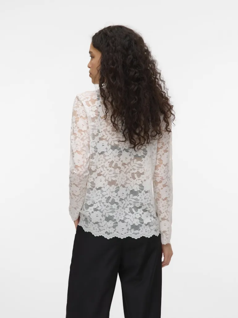 VMTILLE LS LACE SHIRT TOP JRS EXP snow white