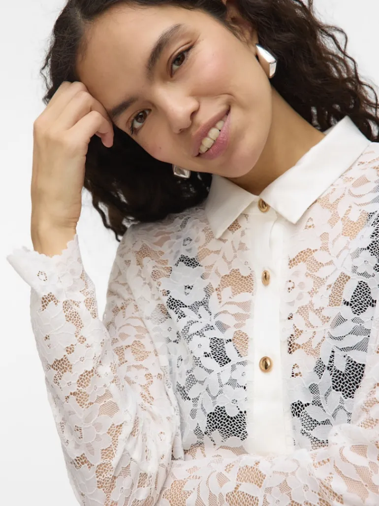 VMTILLE LS LACE SHIRT TOP JRS EXP snow white