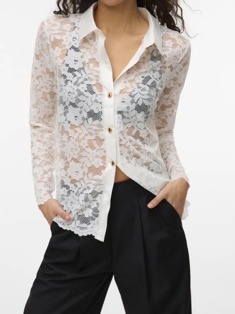 VMTILLE LS LACE SHIRT TOP JRS EXP snow white