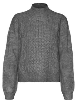 VMUNIVERSE LS HIGHNECK PULLOVER GA BF medium grey melange