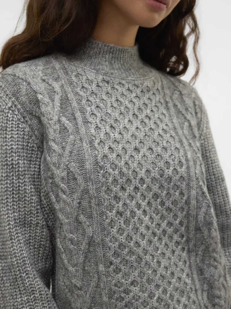 VMUNIVERSE LS HIGHNECK PULLOVER GA BF medium grey melange