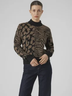 VMVERA ANIMAL LS HIGHNECK PULLOVER BF black