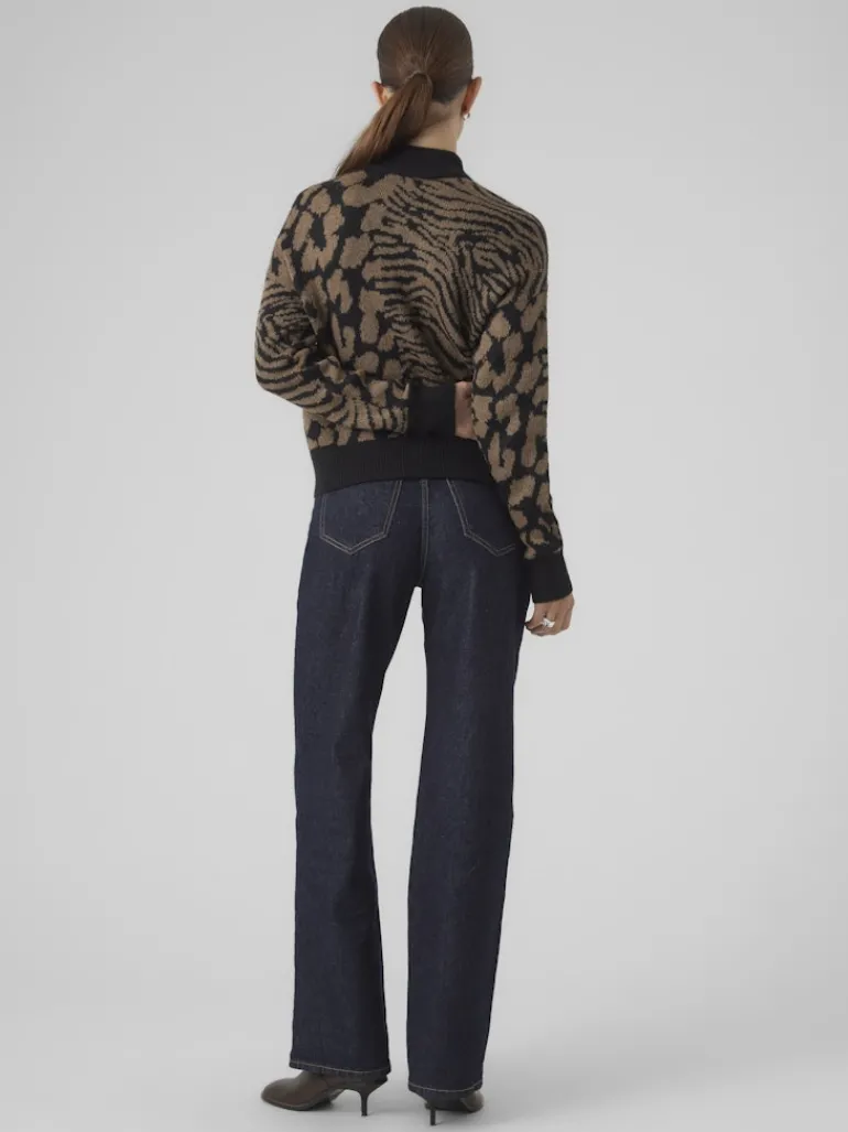 VMVERA ANIMAL LS HIGHNECK PULLOVER BF black