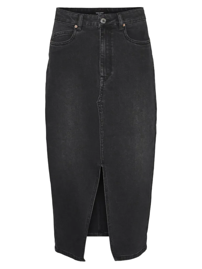 VMVERI HR CALF DENIM SKIRT GA MIX NOOS black