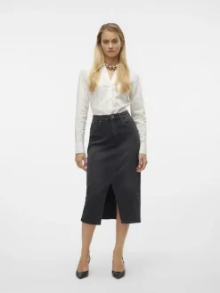 VMVERI HR CALF DENIM SKIRT GA MIX NOOS black