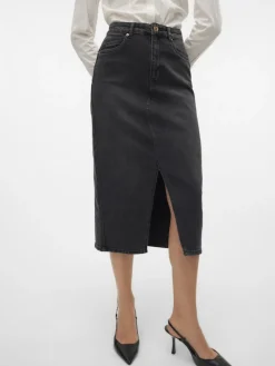 VMVERI HR CALF DENIM SKIRT GA MIX NOOS black