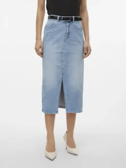 VMVERI HR CALF DENIM SKIRT GA MIX NOOS light blue denim