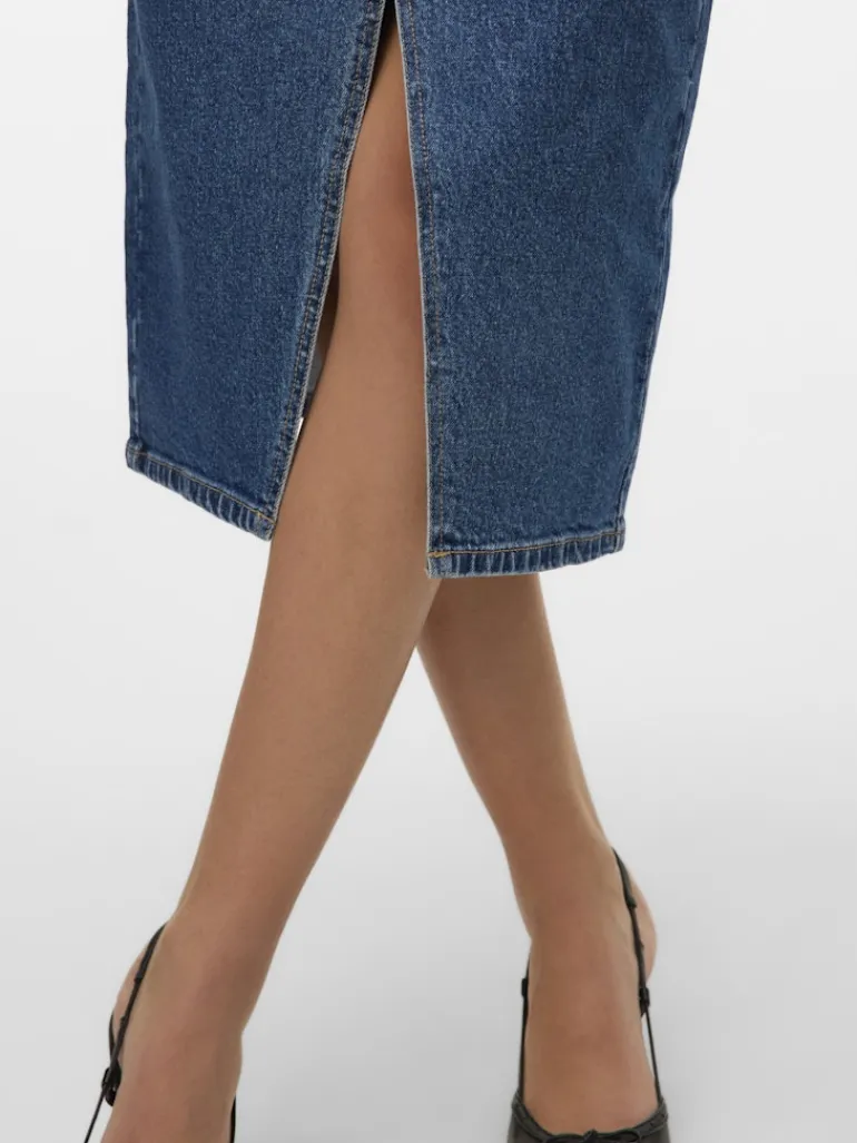 VMVERI HR CALF DENIM SKIRT GA MIX NOOS medium blue denim