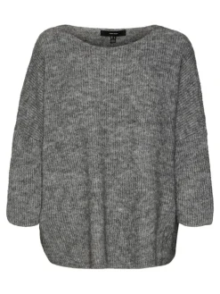 VMVIGGARIB 3/4 BOATNECK BLOUSE GA medium grey melange