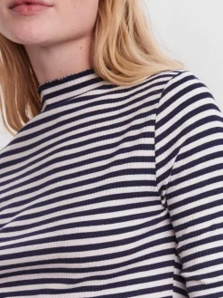 VMVIO L/S HIGH NECK STRIP BLOUSE NOOS snow white 3