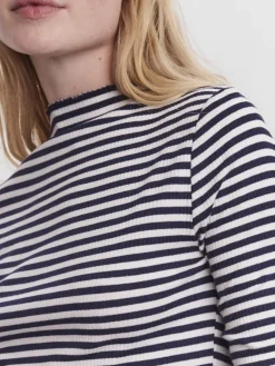 VMVIO L/S HIGH NECK STRIP BLOUSE NOOS snow white 3