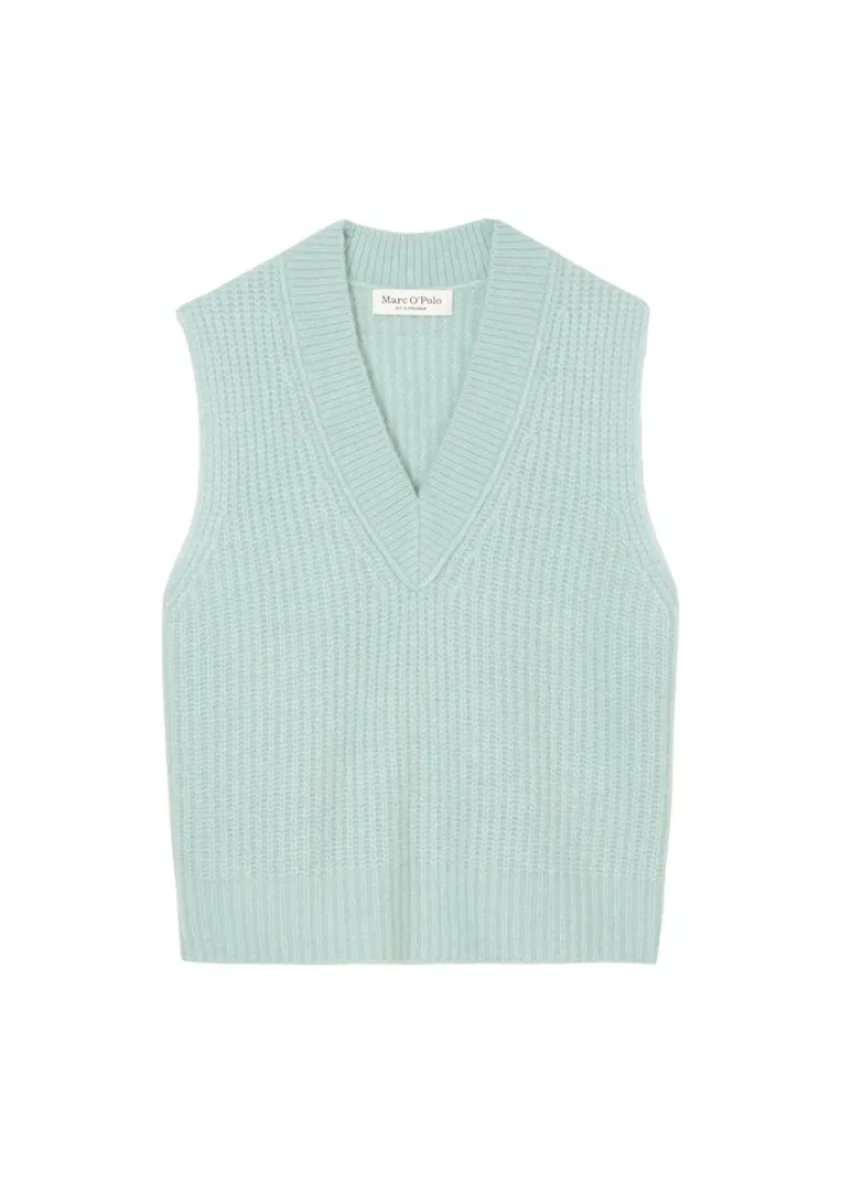 V-Neck-Pullunder aus Schurwolle-Mix frozen blue