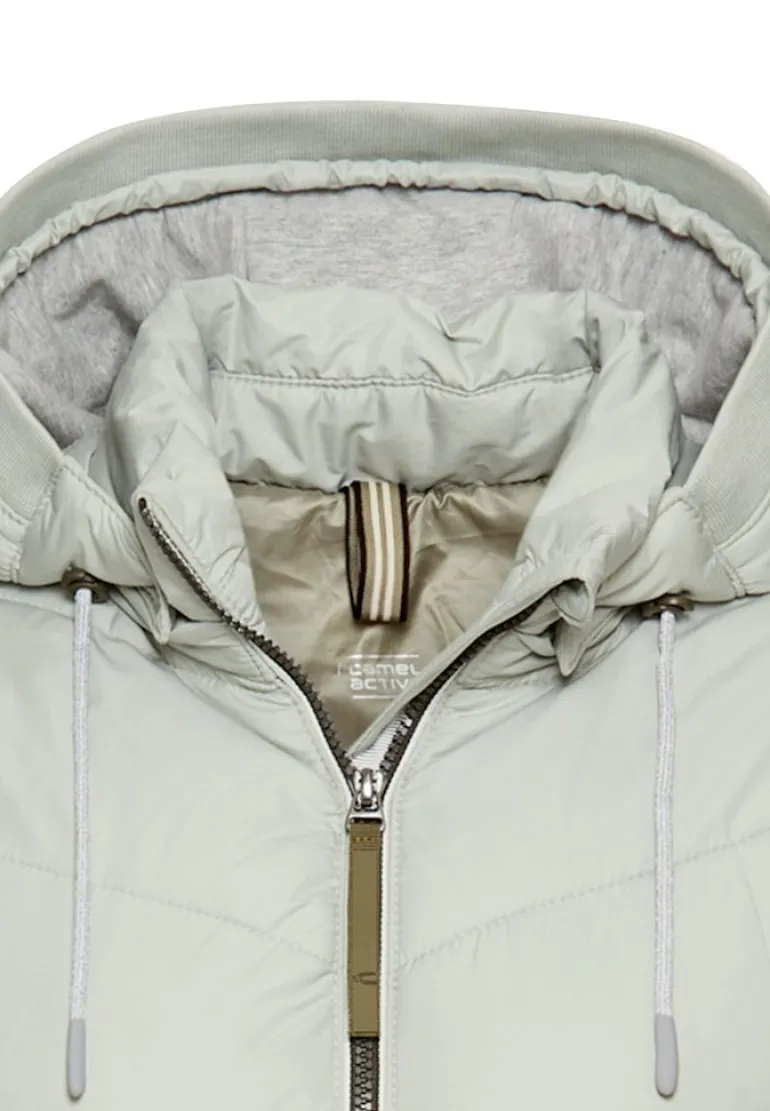 Wattierte Jacke mit abnehmbarer Kapuze light sage