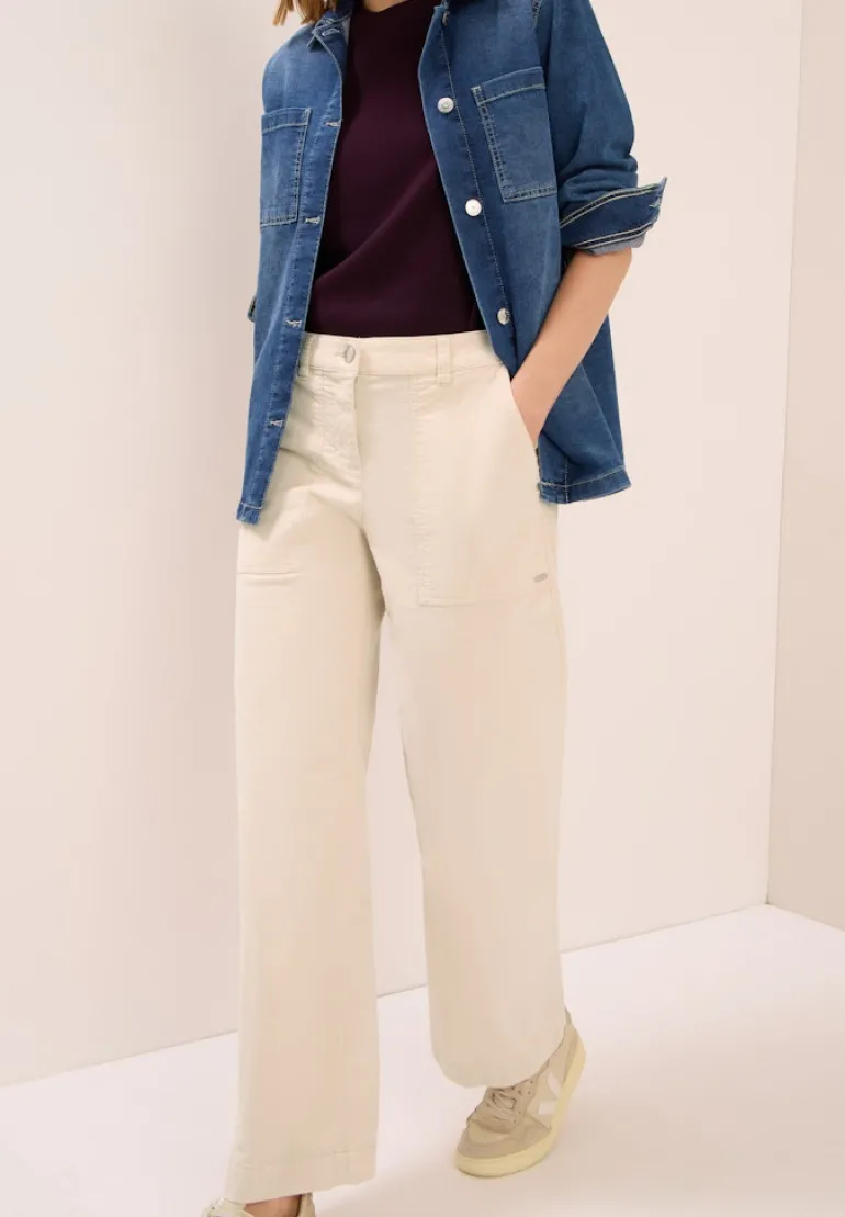 Wide Leg Cordhose oat milk beige
