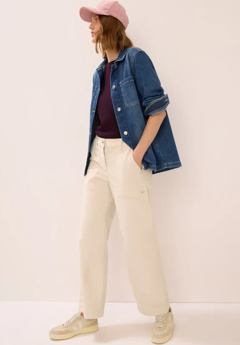 Wide Leg Cordhose oat milk beige