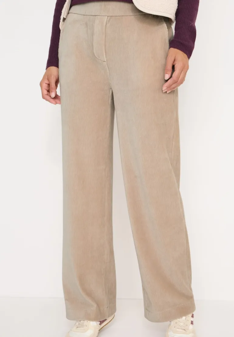 Wide Leg Cordhose silvery beige