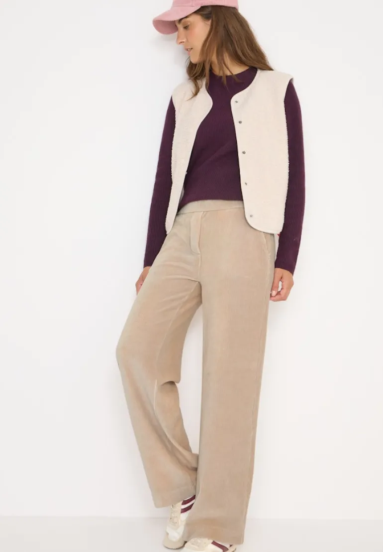 Wide Leg Cordhose silvery beige