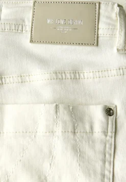 Wide Leg Jeans mit Muster light beige