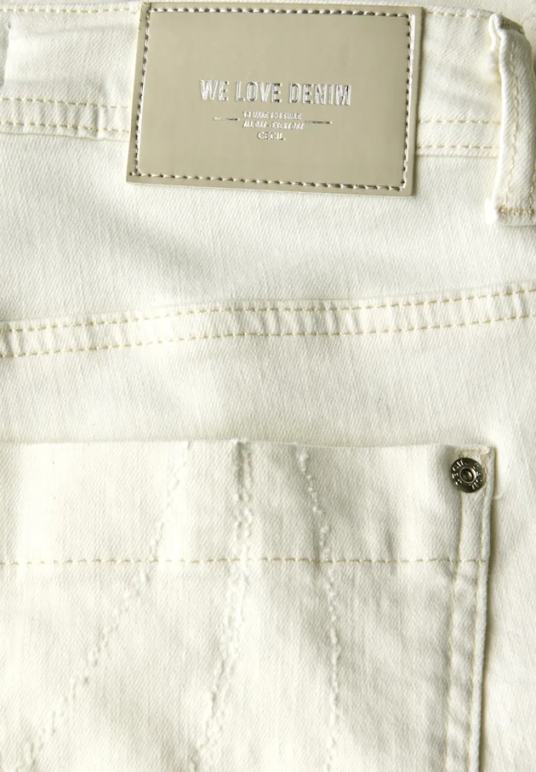 Wide Leg Jeans mit Muster light beige