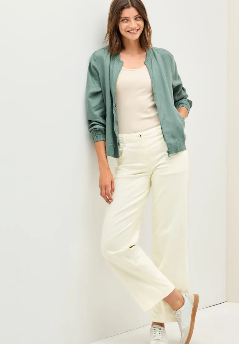 Wide Leg Jeans mit Muster light beige