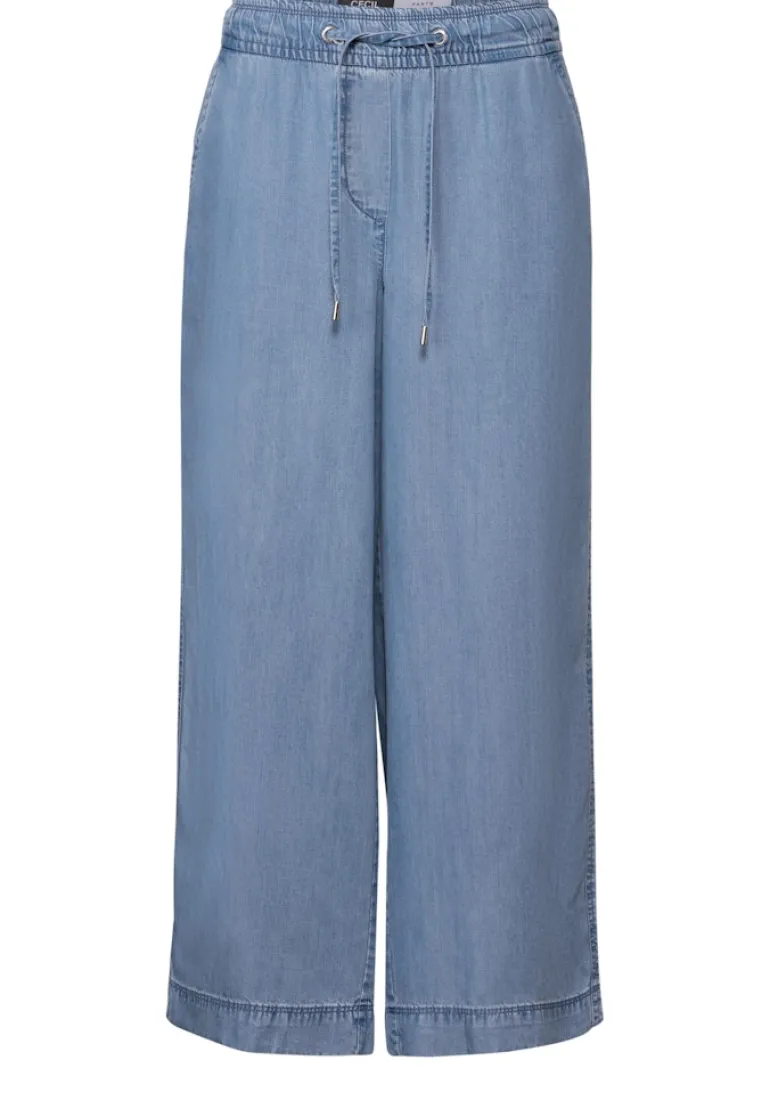 Wide Leg Lyocell-Hose light blue wash