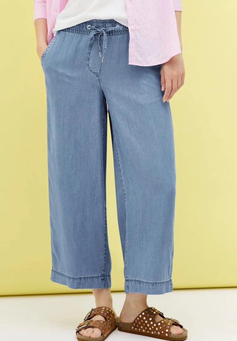 Wide Leg Lyocell-Hose light blue wash