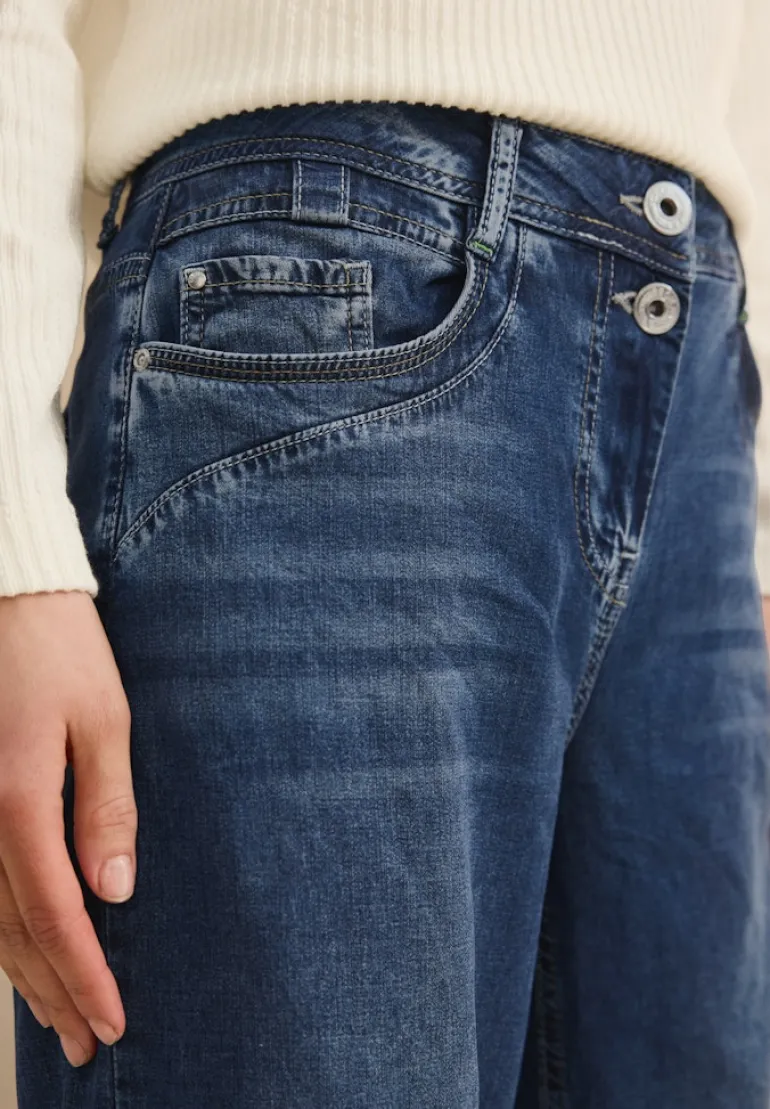 Wide Leg Lyocellmix Jeans mid blue used wash
